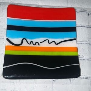 Colorful Striped Glass Plate